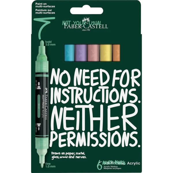 FABER-CASTELL ΣΕΤ 6 ΑΚΡΥΛΙΚΟΙ ΜΑΡΚΑΔΟΡΟΙ MULTIMARK ΠΑΣΤΕΛ ΧΡΩΜΑΤΑ