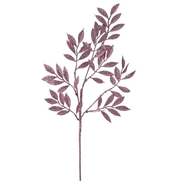 XMAS ROSE GOLD GLITTER FERN STEM 80 CM