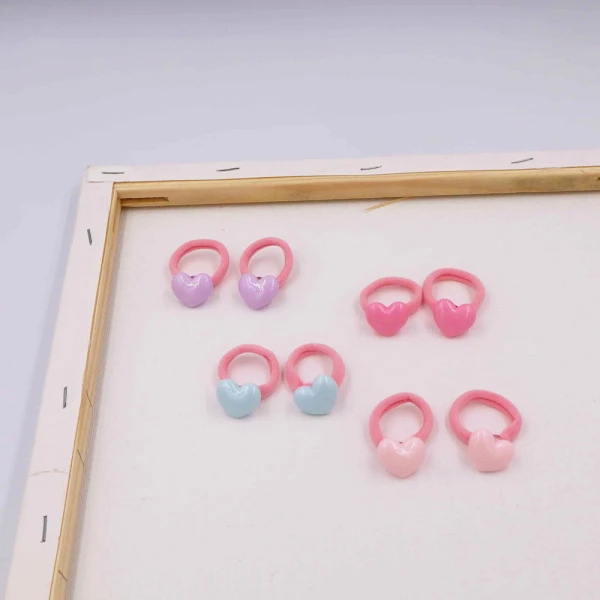 HAIR TIES SET 2 pcs HEART - 5 COLOURS
