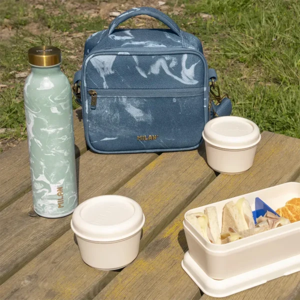 MILAN ISOTHERMAL LUNCH BAG WITH 3 LUNCH BOXES LAVA SERIES BLUE