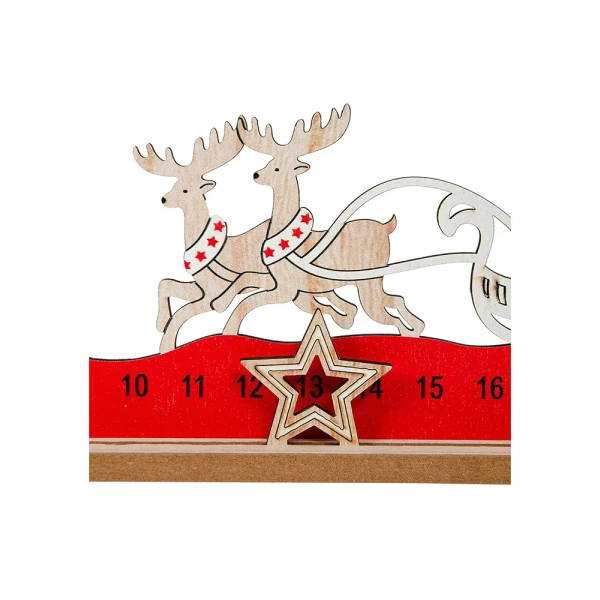 WOODEN DECORATIVE CALENDAR 44 cm SANTA CLAUS WITH SLEIGH