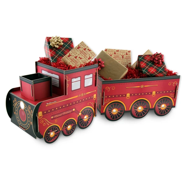 CHRISTMAS TRAIN WITH 2 WAGONS FOR GIFTS 79X30X22 cm 