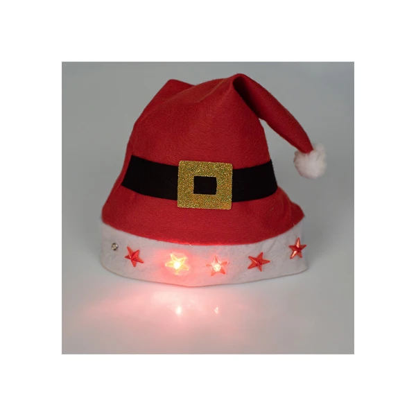 SANTA CLAUS HAT 30X40 cm WITH STARS LED LIGHTS