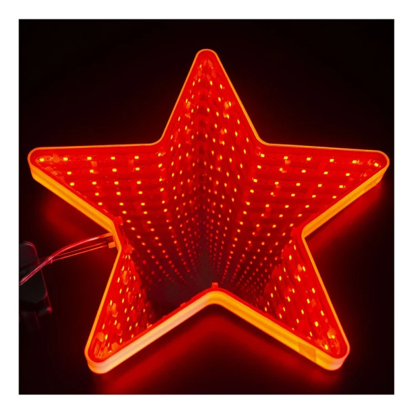 CHRISTMAS TREE TOP MIRROR STAR RED 25 cm WITH LED