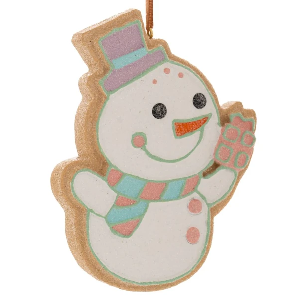 PASTEL RESIN GINGERBREAD SNOWMAN ORNAMENT 8X2X1CM