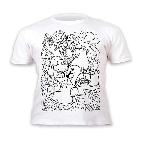 SPLAT PLANET ΠΛΕΝΟΜΕΝΟ T-SHIRT ΖΩΓΡΑΦΙΚΗΣ CAPYBARA ΜΕ ΜΑΡΚΑΔΟΡΟΥΣ (7-8 ΕΤΩΝ)