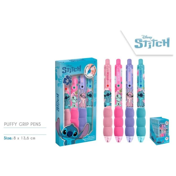 SET OF 4 PUFFY GRIP PENS STITCH
