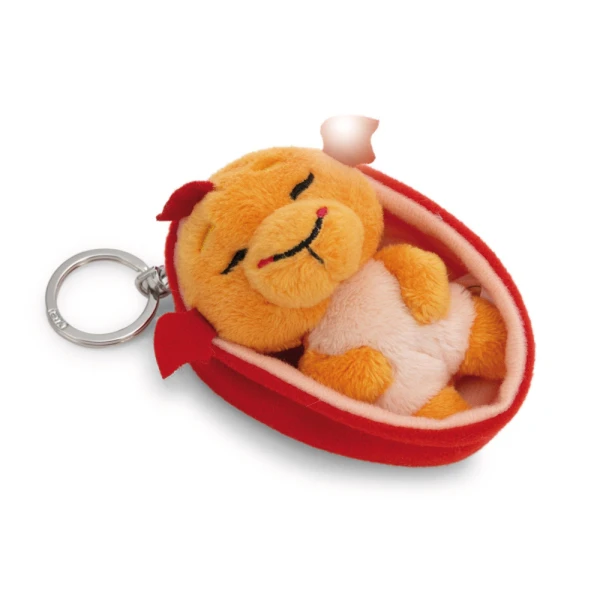 SLEEPING PETS PLUSH KEYHOLDER 8 cm - ORANGE DRAGON