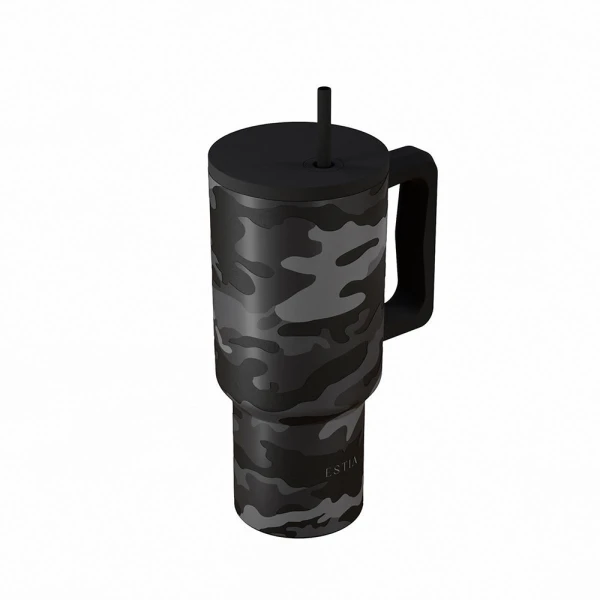 ESTIA HOME ART THERMAL BOTTLE STRAW TUMBLER XL 900ml - DARK CAMO