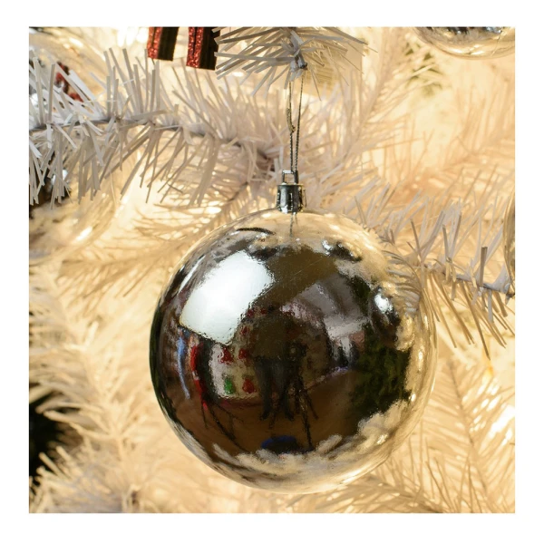 CHRISTMAS BALLS 8m. SET / 6 SILVER 