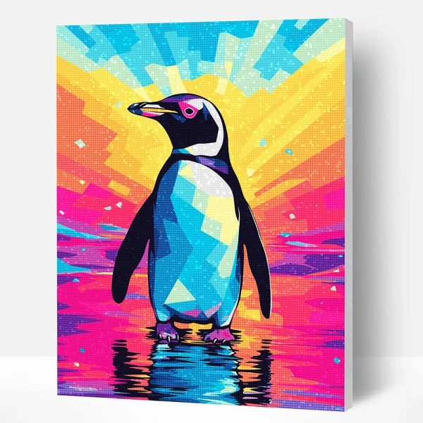 SPLAT PLANET DIAMOND PAINTING KIT ON FRAMED CANVAS 40X30 cm PENGUIN