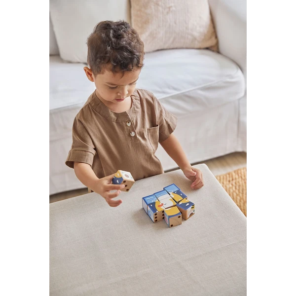 PLAN TOYS ΞΥΛΙΝΟ ΠΑΖΛ ΜΕ ΚΥΒΟΥΣ