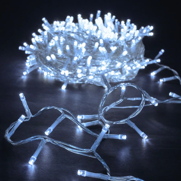 200 LED STRING LIGHTS CLEAR ICE WHITE 10M CONNECTABLE INDOOR & OUTDOOR