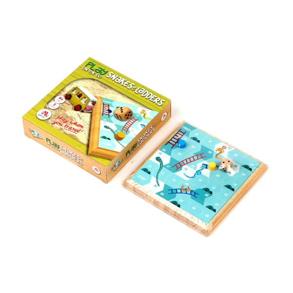 WOODEN BOARD GAME PLAY ON THE GO – SNAKES & LADDERS