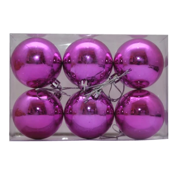 CHRISTMAS BALLS 8m. SET / 6 FUCHSIA
