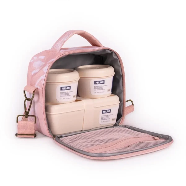 MILAN ISOTHERMAL LUNCH BAG WITH 3 LUNCH BOXES LAVA SERIES PINK