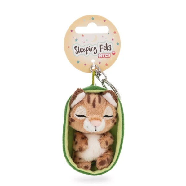 SLEEPING PETS PLUSH KEYHOLDER 8 cm - CARACAL