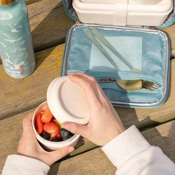 MILAN ISOTHERMAL LUNCH BAG WITH 3 LUNCH BOXES LAVA SERIES GREEN