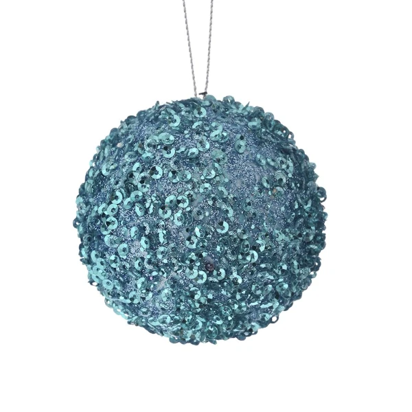 CHRISTMAS FOAM BALL 6 cm WITH GLITTER LIGHT BLUE