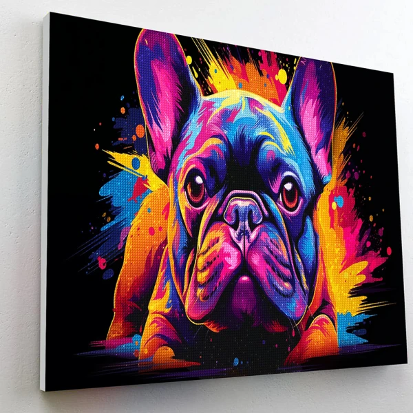 SPLAT PLANET DIAMOND PAINTING KIT ON FRAMED CANVAS 30X40 cm NEON BULLDOG