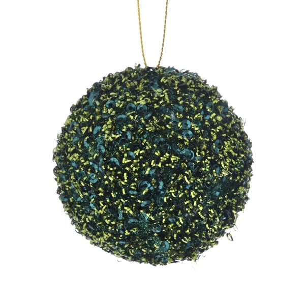 CHRISTMAS FOAM BALL 6 cm WITH GLITTER EMERALD