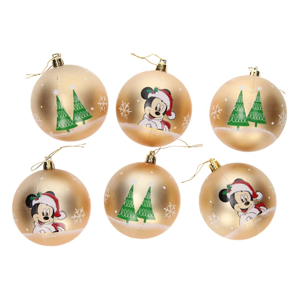 CHRISTMAS BALL 8 cm SET 6 pcs MICKEY GOLD