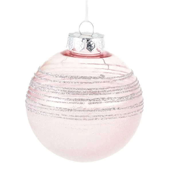 DECOR BALL 8 cm TRANSPARENT LILAC SET 6 pcs - 2 DESIGNS