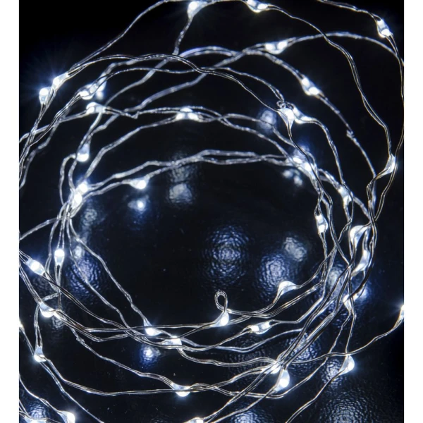 CHRISTMAS LIGHTS 50 MICROLED BATTERY 2.5m SILVER ICE 