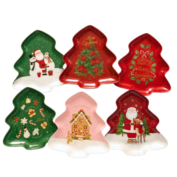 TIN TRAY TREE SHAPE 25X25 CM - 6 DESIGNS