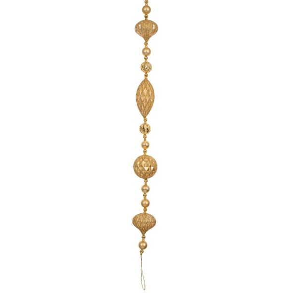 GARLAND WITH GOLD PLASTIC DROPS ORNAMENTS 270 CM