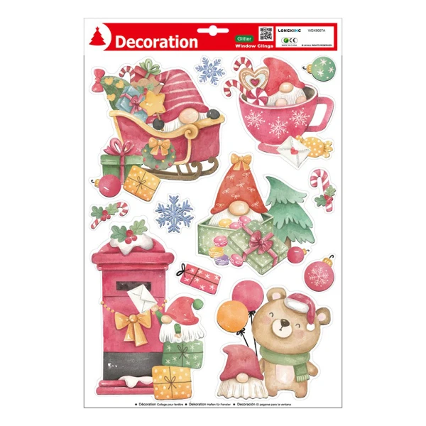 WINDOW DECORATIVE STICKERS WITH GLITTER - 2 DESIGNS