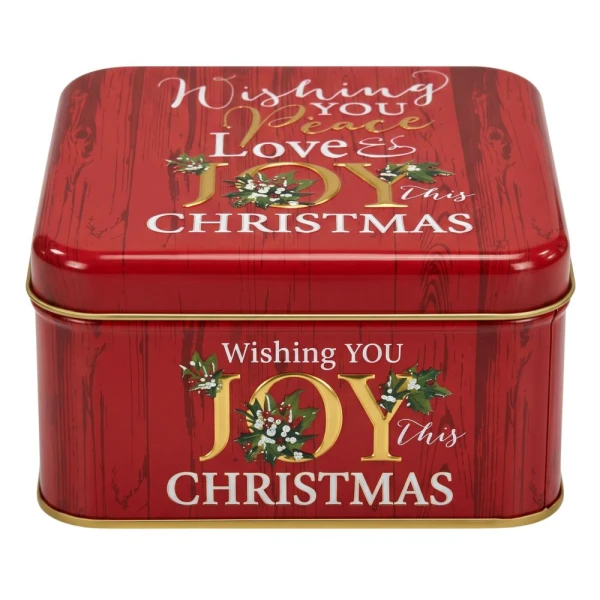 RED SQUARE TIN BOX JOY17X17X6 CM