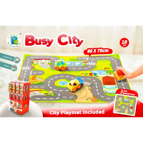 KIDS 2 GO MINI CAR SET WITH 3 CARS & PLAYMAT