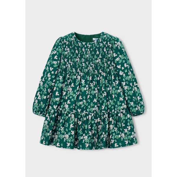 MAYORAL DRESS VELVET PRINTED GREEN