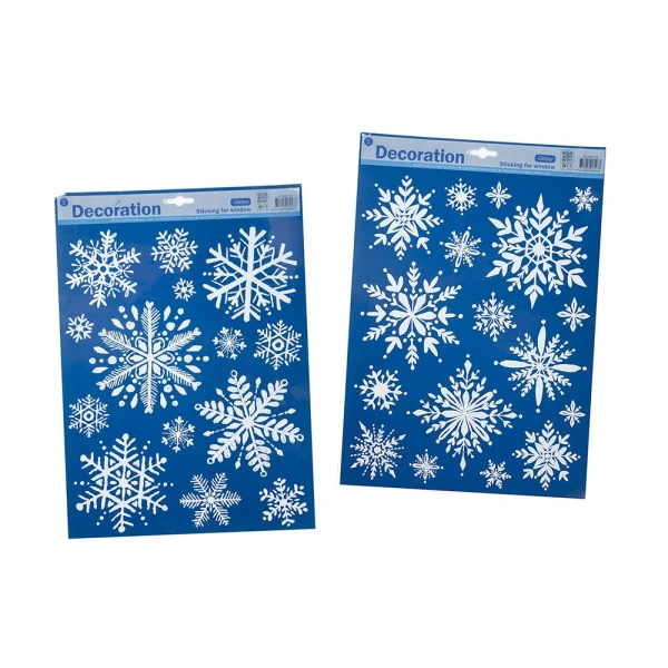 SNOW FLAKES STICKERS WITH GLITTER - 2 DESIGNS