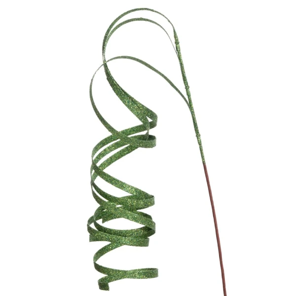 GREEN GLITTER TWISTED STEM 114 CM