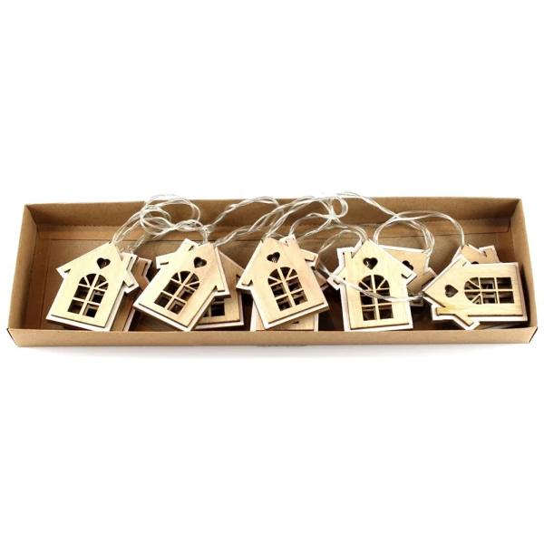 WOODEN GARLAND 32X9X2.5cm WITH LIGHT - 3 DESIGNS