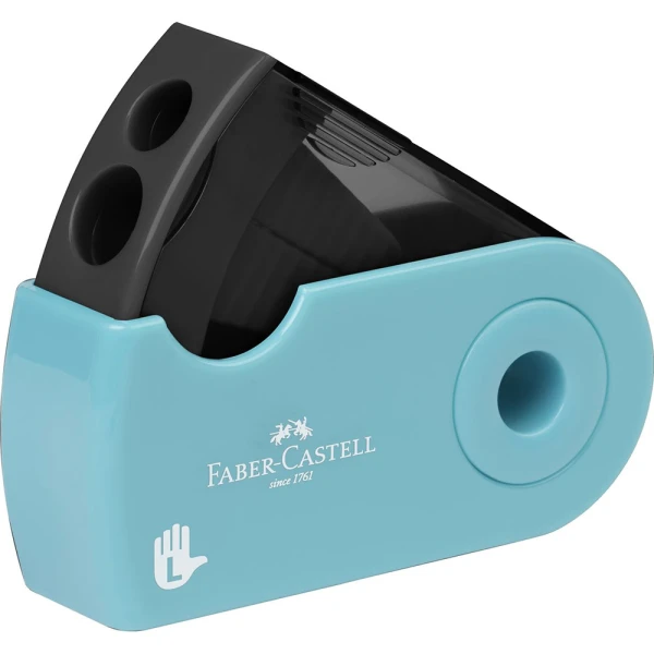 FABER-CASTELL DOUBLE SHARPENER SLEEVE FOR LEFT-HANDED USERS LIGHT BLUE