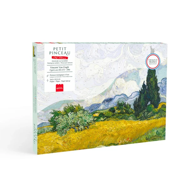 PETIT PINCEAU ΖΩΓΡΑΦΙΚΗ ΜΕ ΑΡΙΘΜΟΥΣ - CYPRES AUX BLES D\'OR VINCENT VAN GOGH