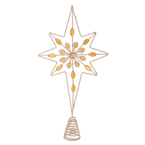 TREE TOP CHAMPAGNE STAR WITH BEADS 20Χ40 CM
