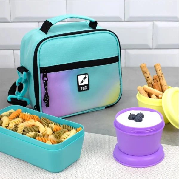 MILAN ISOTHERMAL LUNCH BAG WITH 3 LUNCH BOXES SUNSET SERIES TURQUOISE