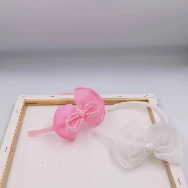 KIDS HAIR HEADBAND TULLE BOW - 2 COLORS