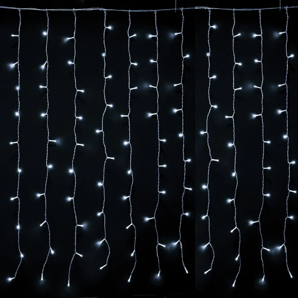 200LED ICICLE CURTAIN LIGHTS CLEAR ICE WHITE 2X1M CONNECTABLE INDOOR & OUTDOOR