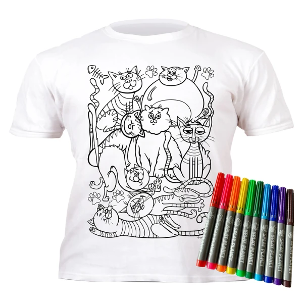 SPLAT PLANET ΠΛΕΝΟΜΕΝΟ T-SHIRT ΖΩΓΡΑΦΙΚΗΣ KITTY CATS ΜΕ ΜΑΡΚΑΔΟΡΟΥΣ (5-6 ΕΤΩΝ)