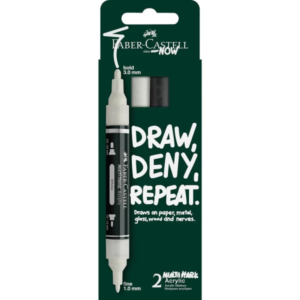 FABER-CASTELL ΣΕΤ 2 ΑΚΡΥΛΙΚΟΙ ΜΑΡΚΑΔΟΡΟΙ MULTIMARK ΛΕΥΚΟ-ΜΑΥΡΟ