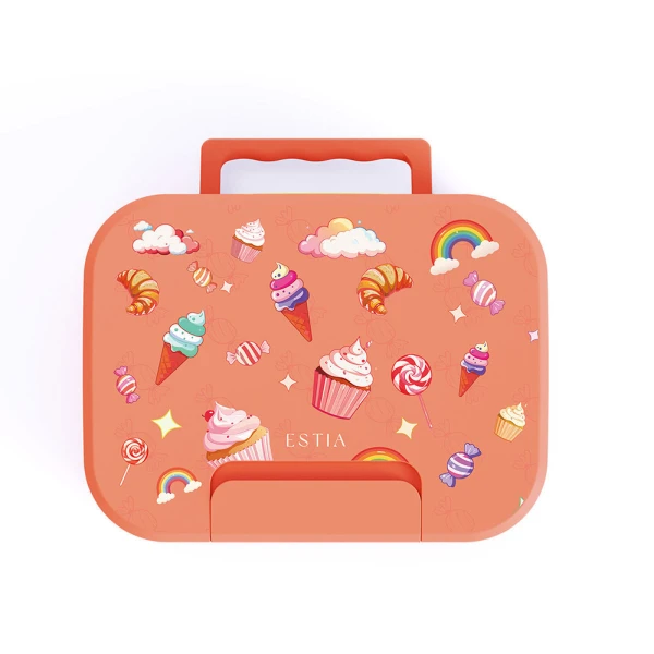 LUNCH BOX SAVE THE AEGEAN 750ml 2 STAINLESS STEEL REMOVABLE COMPARTMENTS CANDY SKY