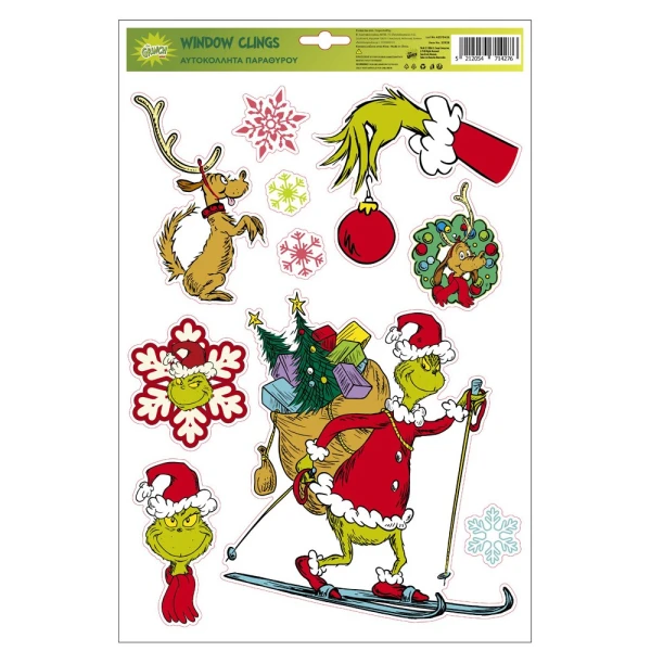 WINDOW STICKERS GRINCH 40X26.5 cm - 2 DESIGNS