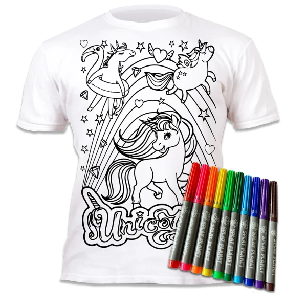 SPLAT PLANET ΠΛΕΝΟΜΕΝΟ T-SHIRT ΖΩΓΡΑΦΙΚΗΣ UNICORNS ΜΕ ΜΑΡΚΑΔΟΡΟΥΣ (5-6 ΕΤΩΝ)