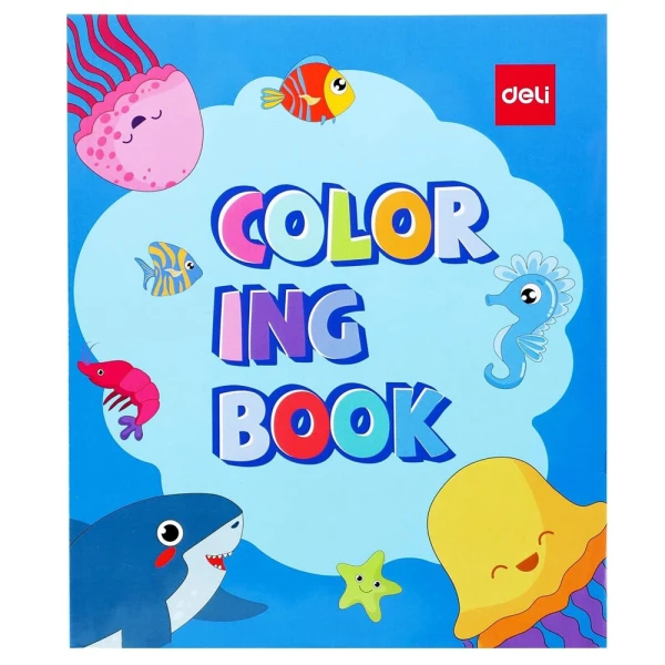 DELI PRE-PRINTED SEA ANIMALS COLORING BOOK 21X18 cm 120gms 12 SHEETS