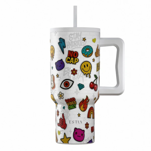 ESTIA HOME ART ΘΕΡΜΟΣ STRAW TUMBLER XL 900ml - URBAN VIBES